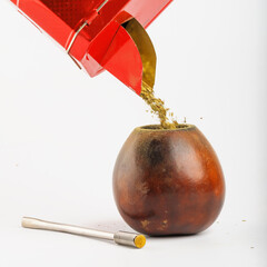 Calabash gourd with bombilla. tableware for the traditional Latin American tonic drink Yerba mate