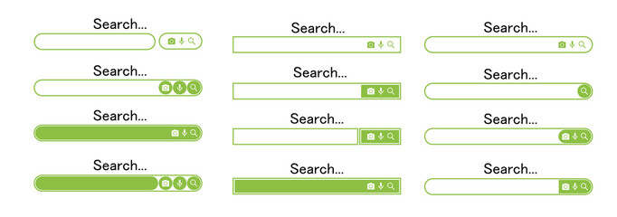 Search bar design element. Search bar for website and user interface, mobile apps. vector illustration. Search address and navigation bar icon. Collection of search form templates for websites