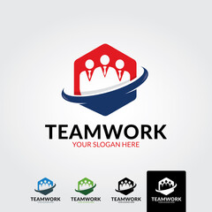 Team work logo template - vector