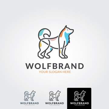 Wolf logo template - vector