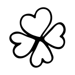 Hand drawn single cute doodle clover leaf. Vector illustrationю
