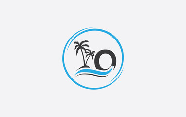 Nature water wave and beach tree vector art logo design with the letter and alphabet