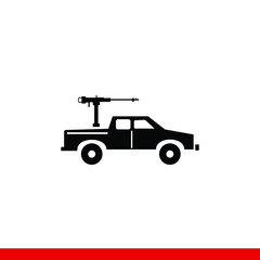 Pickup truck with guns vector icons
