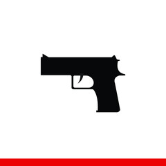 Pistol Gun Icon Vector Illustration on the white background.