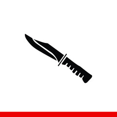 Military knife icon in flat style isolated on white background. For your design, logo. Vector illustration.