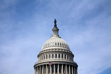 Fototapeta na wymiar The huge dome of the United States Capitol in Washington