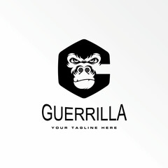 Fototapeta premium gorilla head angry expression in hexagon like letter G or C font with film on nose graphic icon logo design abstract concept vector stock. Can be used as a symbol associated with animal or initial