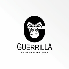 gorilla head in angry expression with in circle or ellipse like letter G or C font graphic icon logo design abstract concept vector stock. Can be used as a symbol associated with animal or initial