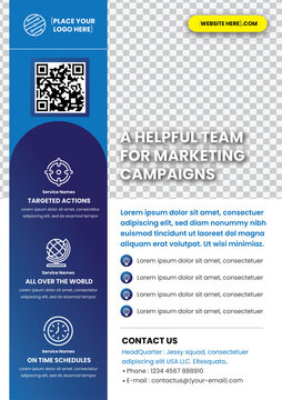 A4 Size of Modern brochure template, flyer design vector template, poster design layout space for photo background, vector illustration template blue style 2