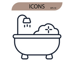 Bathtub icons  symbol vector elements for infographic web