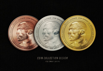 Fototapeta Gold Copper and Silver Coin Design Effect obraz