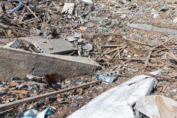 War in Ukraine. Heavily damaged kindergarten.