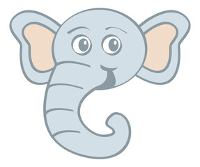 Cute Elephant Face Vector Illustration