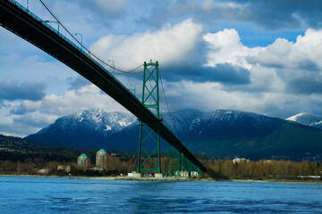 Lions Gate Bridge in Vancouver, Canada and Mount Fromme