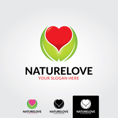 Natural love logo template - vector
