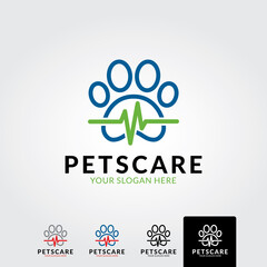 Pets care logo template - vector