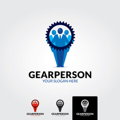 Gear person logo template - vector