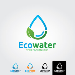 Eco water logo template - vector