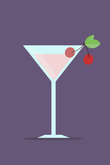 drink cocktail with cherries in a glass