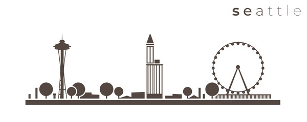 Seattle Simple Monochrome Stylish Skyline