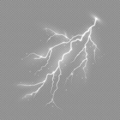 Thunderstorm and lightning, the effect of light and shine. Discharge electric current. Charge current. Natural phenomena.