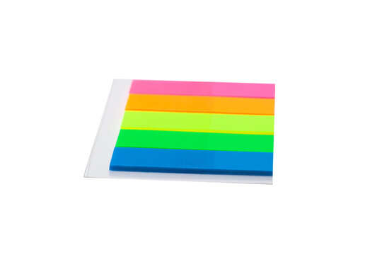 multicolored paper sticky notes isolated on white background
