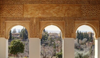 palais de l'Alhambra à Grenade en Andalousie au sud de l'Espagne - obrazy, fototapety, plakaty