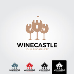 Wine castle logo template - vector