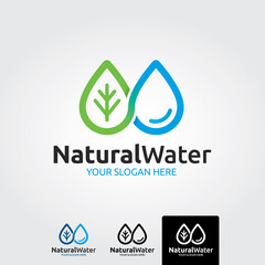Natural water logo template - vector