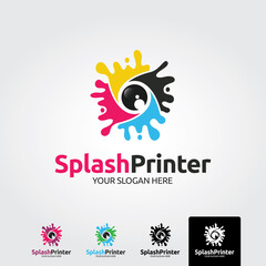 Splash printer logo template - vector