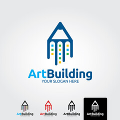 Art building logo template - vector