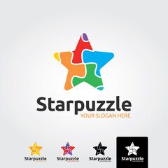 Star puzzle logo template - vector