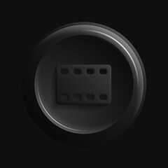 Round 3D Video Icon. Black Movie Button. Vector illustration