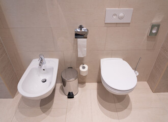 Fototapeta premium modern toilet with toilet, bidet and toiletries