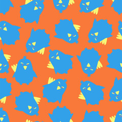 Fototapeta na wymiar Doodle bird seamless pattern. Collection of flat hand drawn peacock. Cute background for textile print, wrapping paper. Vector illustration.