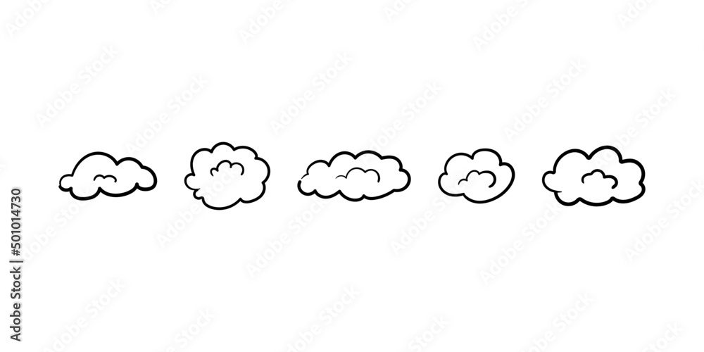 Wall mural clouds in draw linear style on a white background. vector illustration eps 10