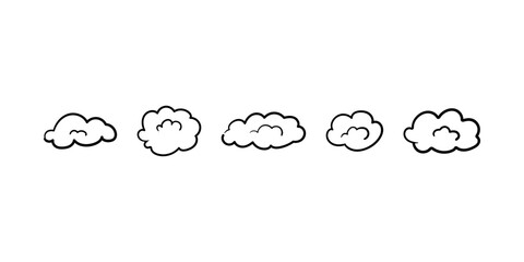 Clouds in draw linear style on a white background. Vector illustration EPS 10