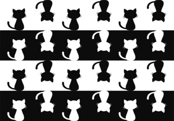 Black and white cats, black cat, white cat, cat print, cat pattern