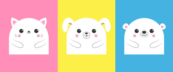 Cute animal set vector illustration. Cat, dog and bear. Vector EPS 10