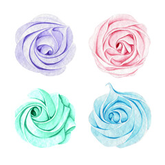 Set of watercolor meringue illustration. Sweet desserts.