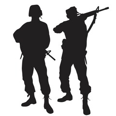 soldier standing with weapon silhouette vector design