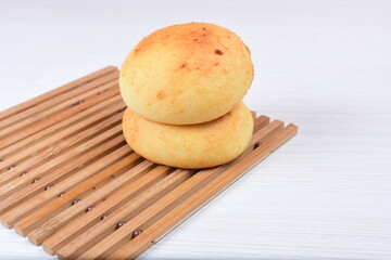almojabana space cheese bread on wooden background