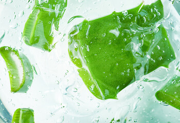 chopped aloe slices in aloe gel