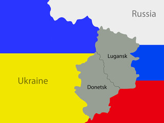 Obraz premium regions of the people's republics of Donetsk and Lugansk on the map