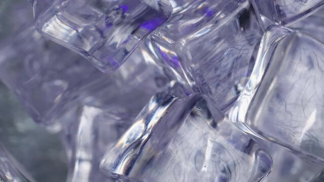 Close-up of dry ice cubes spinning