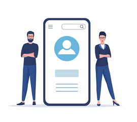 Mobile application. Colored vector flat illustration. Isolated on white background.