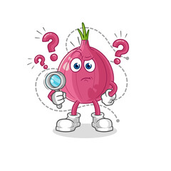 red onion searching illustration. character vector
