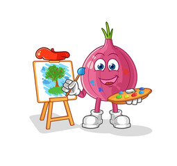 red onion artist mascot. cartoon vector