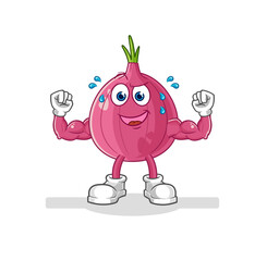 red onion muscular cartoon. cartoon mascot vector