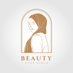 beautiful woman wearing hijab. muslim woman logo design